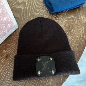 ***SOLD**Vintage Boho LV patch beanie